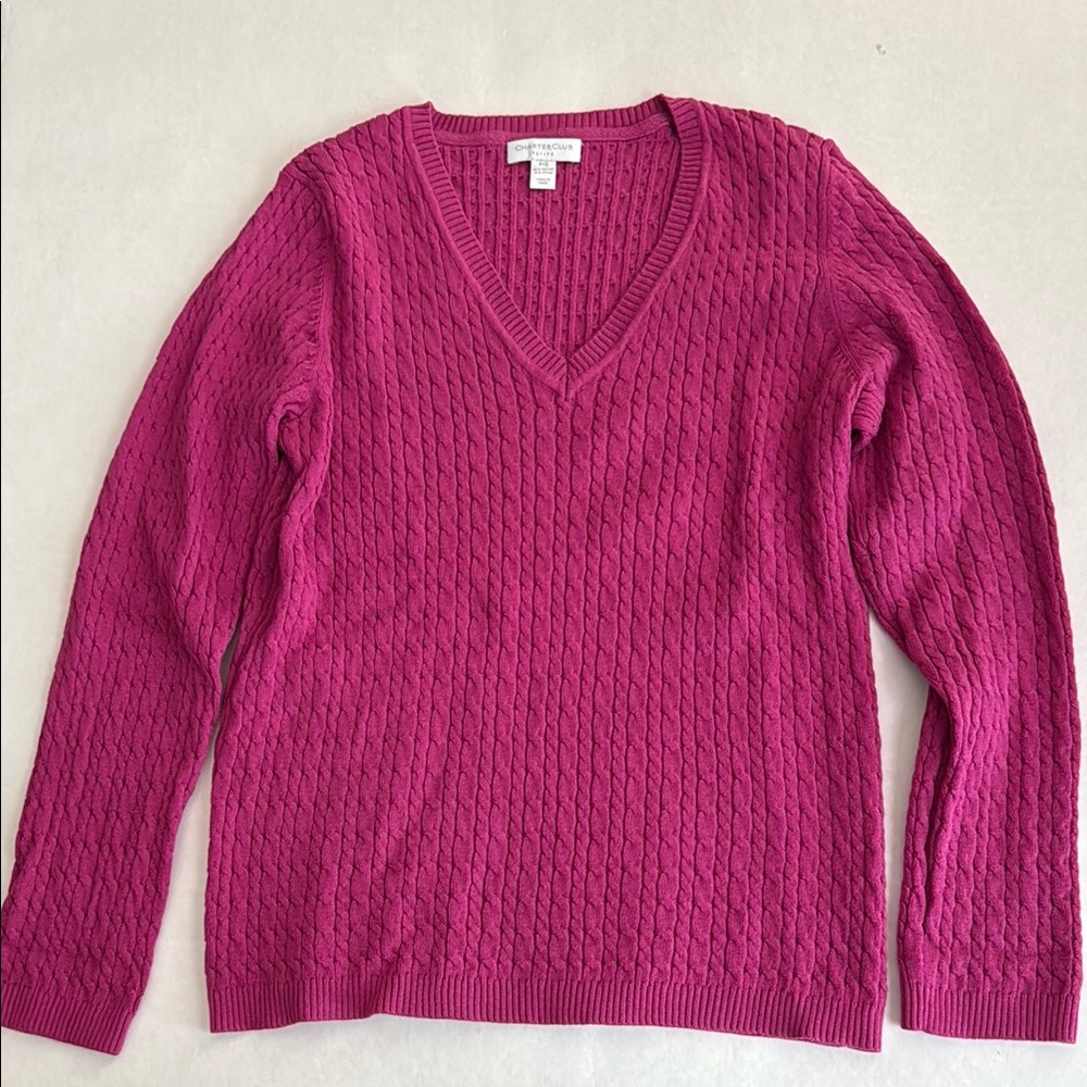 Women's Pink V-Neck Sweater